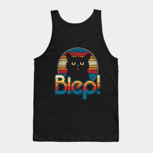 Blep Cat - Cute Retro Black Kitty with Tongue Out Tank Top